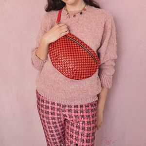 Clare V Grande Fanny in Bright Poppy and Bordeaux NWT